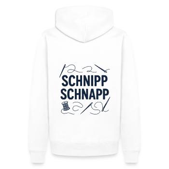 Schnipp Schnapp – Schere im Fokus - Männer Premium Bio Hoodie - Weiß - Hinten - Nico (187cm)