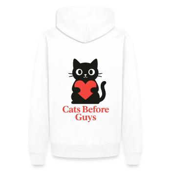 Cat love before men's stuff - Men’s Premium Organic Hoodie - white - Back - Nico (187cm)