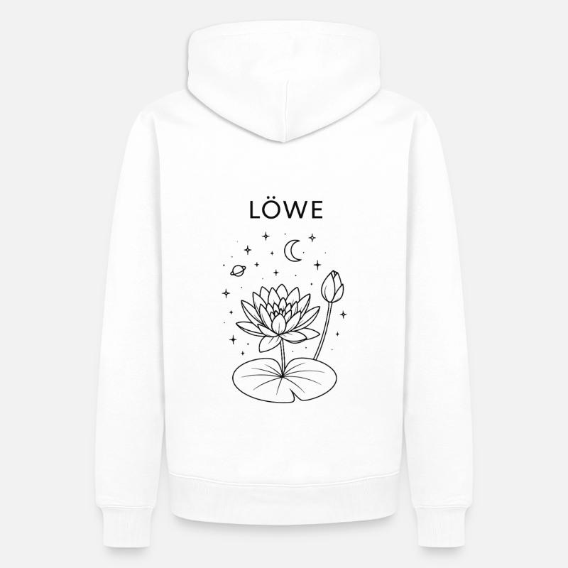 Löwe Sternzeichen mit Sonnenblume - Männer Premium Bio Hoodie - Weiß
