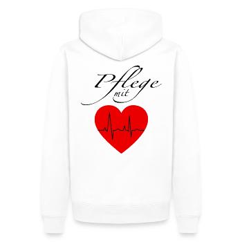 Soins avec cœur, idée cadeau de protection bouche-nez - Sweat à capuche Premium bio Homme - blanc - Dos - Nico (187cm)