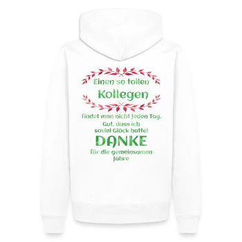 Danke Kollege Abschied Abschiedsfeier Geschenkidee - Männer Premium Bio Hoodie - Weiß - Hinten - Nico (187cm)