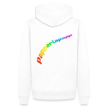 Papperlapapp Regenbogen seltene Wörter Geschenk - Männer Premium Bio Hoodie - Weiß - Hinten - Nico (187cm)