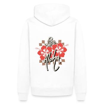 Hawaii Live Aloha Summer Vibe Spruch Retro - Männer Premium Bio Hoodie - Weiß - Hinten - Nico (187cm)