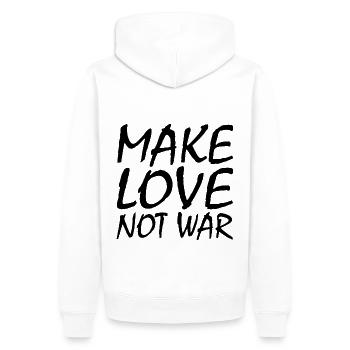 Make love not war - Männer Premium Bio Hoodie - Weiß - Hinten - Nico (187cm)
