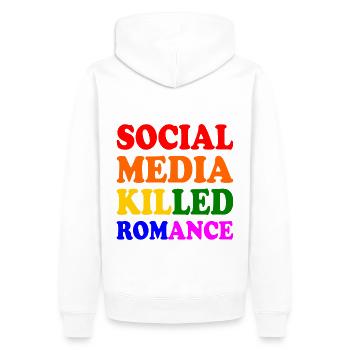 social media killed romance - Männer Premium Bio Hoodie - Weiß - Hinten - Nico (187cm)