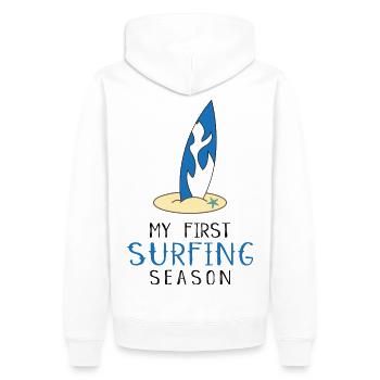surfeur - Sweat à capuche Premium bio Homme - blanc - Dos - Nico (187cm)