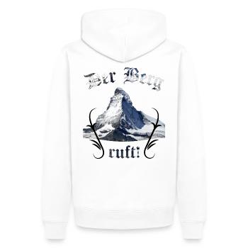 Der Berg ruft! - Männer Premium Bio Hoodie - Weiß - Hinten - Nico (187cm)