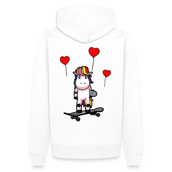 Skater Skaten Einhorn Sport Fantasy Jugendliche - Männer Premium Bio Hoodie - Weiß - Hinten - Nico (187cm)