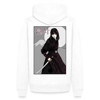 Korean Warrior - Männer Premium Bio Hoodie - Weiß - Hinten - Nico (187cm)