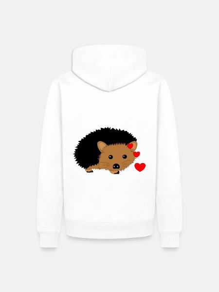 Hérisson Saint-Valentin - Sweat à capuche Premium bio Homme - blanc