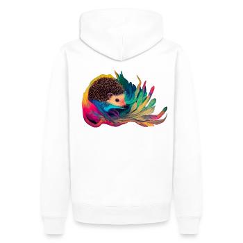 Flowerbeast 12 - von Art Vindeyre - Männer Premium Bio Hoodie - Weiß - Hinten - Nico (187cm)