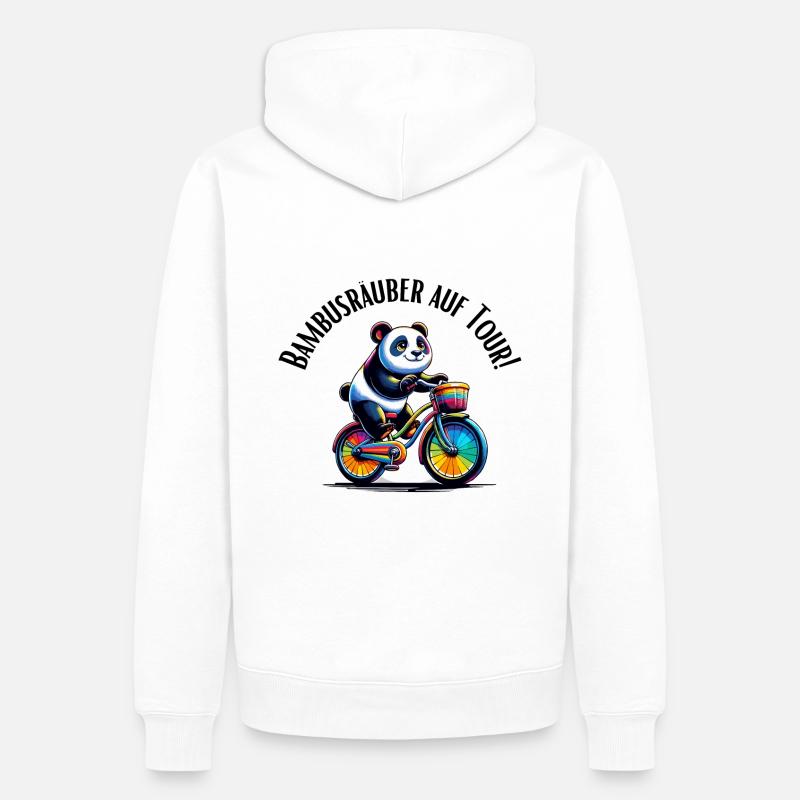 Bamboo Raider en tournée Panda - Sweat à capuche Premium bio Homme - blanc