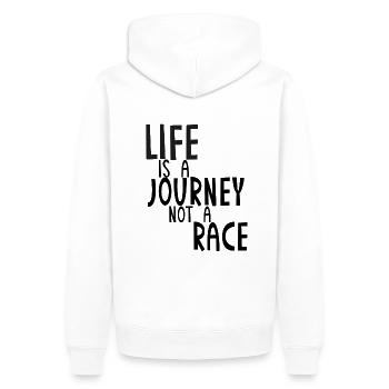 life is a journey not a race - Men’s Premium Organic Hoodie - white - Back - Nico (187cm)