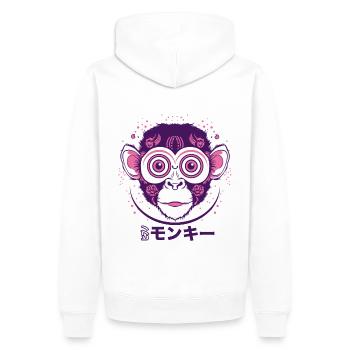 Hypno Monkey / Japan Brightly coloured Gift - Men’s Premium Organic Hoodie - white - Back - Nico (187cm)