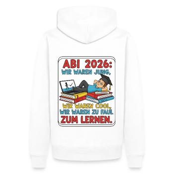 ABI 2026: Too lazy to study - Men’s Premium Organic Hoodie - white - Back - Nico (187cm)