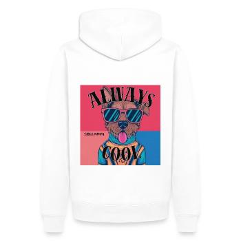 IMMER COOL - Männer Premium Bio Hoodie - Weiß - Hinten - Nico (187cm)