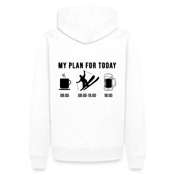 Skifahrer - Kaffee Skifahren Bier trinken - Männer Premium Bio Hoodie - Weiß - Hinten - Nico (187cm)