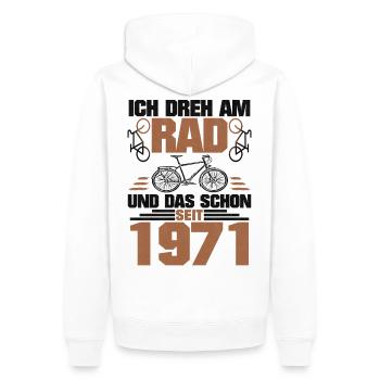 1971 Geboren Und Dreht Am Rad - Männer Premium Bio Hoodie - Weiß - Hinten - Nico (187cm)