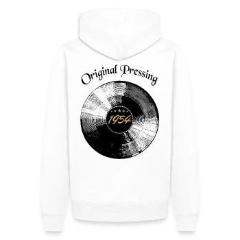 Record Original 1954 Born Birthday - Men’s Premium Organic Hoodie - white - Back - Nico (187cm)