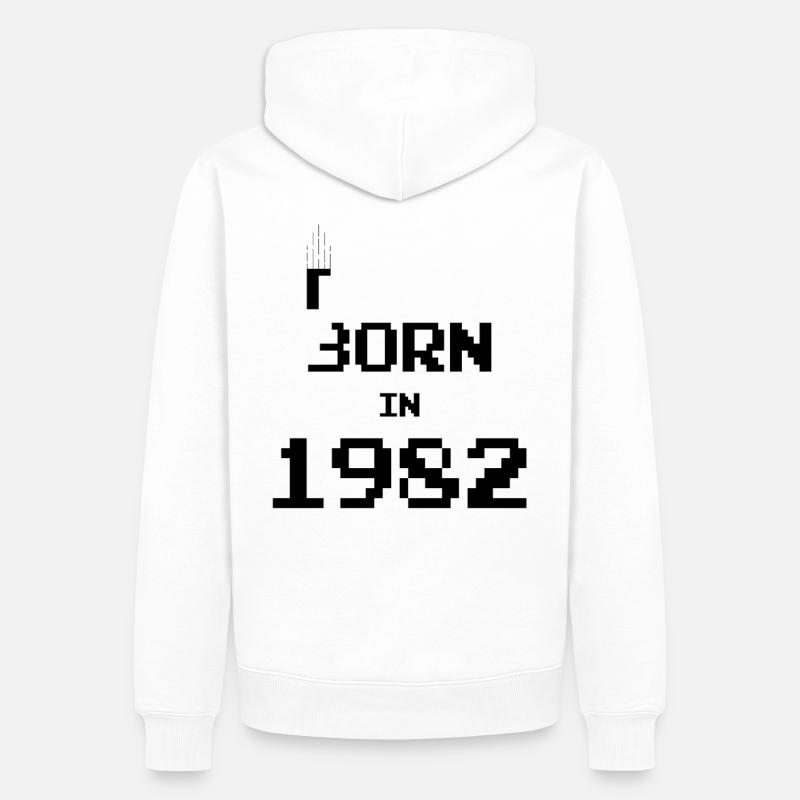 1982 Naissance d’un anniversaire - Sweat à capuche Premium bio Homme - blanc