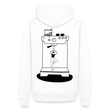 Yoga au café - Sweat à capuche Premium bio Homme - blanc - Dos - Nico (187cm)
