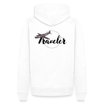 Traveler - traveler - Men’s Premium Organic Hoodie - white - Back - Nico (187cm)