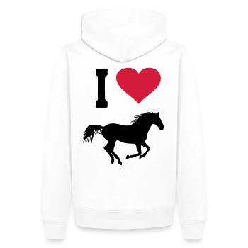 J'aime cheval chevaux monter cavalier coeur équestre - Sweat à capuche Premium bio Homme - blanc - Dos - Nico (187cm)