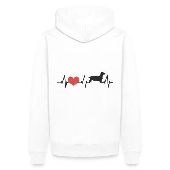 Chien à quatre pattes teckel coeur battement de cœur cadeau amour - Sweat à capuche Premium bio Homme - blanc - Dos - Nico (187cm)
