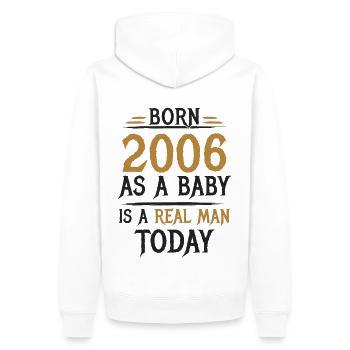 Geboren 2006 Geburtstag Richtiger Mann Männer - Männer Premium Bio Hoodie - Weiß - Hinten - Nico (187cm)