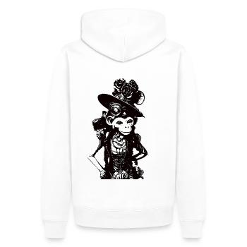Steampunk crazy Monkey im einzigartigen Design - Männer Premium Bio Hoodie - Weiß - Hinten - Nico (187cm)