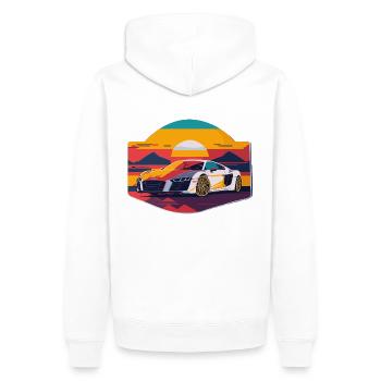 Speed Symphony: Farbenfroher Supersportwagen - Männer Premium Bio Hoodie - Weiß - Hinten - Nico (187cm)