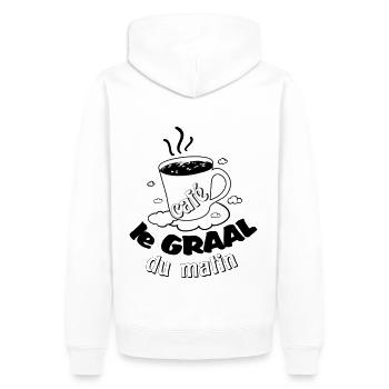 Café le graal du matin ! Humour accro au café - Sweat à capuche Premium bio Homme - blanc - Dos - Nico (187cm)