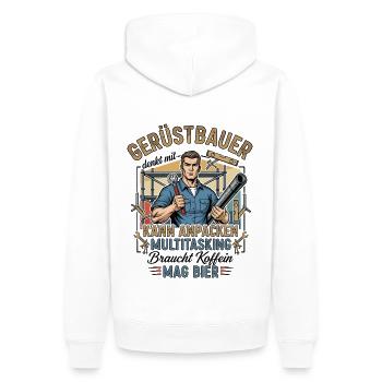 The Scaffolding Builder - Men’s Premium Organic Hoodie - white - Back - Nico (187cm)