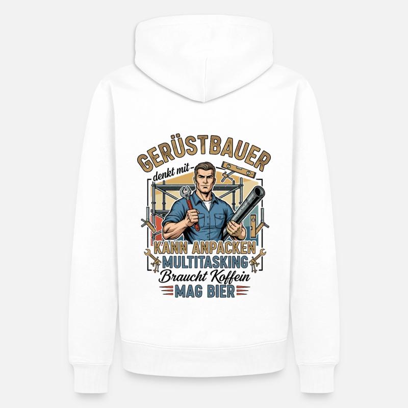Le constructeur d’échafaudages - Sweat à capuche Premium bio Homme - blanc