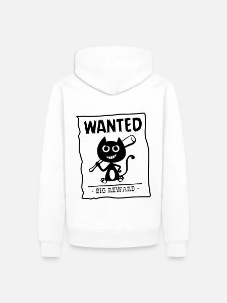 Chat recherché par la police ! humour chat ! - Herre Premium økologisk hoodie - hvid