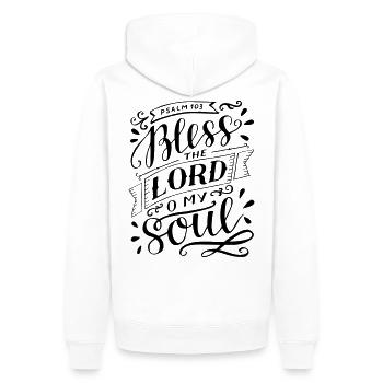 Bless the lord - Sweat à capuche Premium bio Homme - blanc - Dos - Nico (187cm)