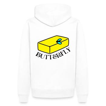 witzig-BUTTERFLY - Männer Premium Bio Hoodie - Weiß - Hinten - Nico (187cm)