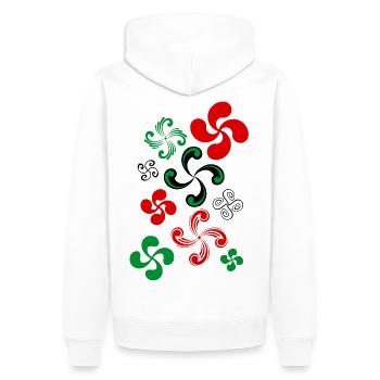 Lauburu croix Basque - Sweat à capuche Premium bio Homme - blanc - Dos - Nico (187cm)