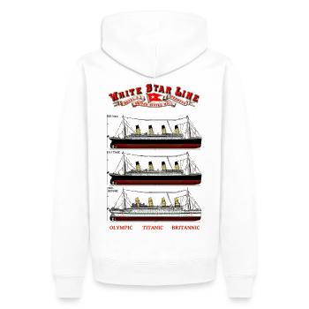 TITANIC BRITANIC Kreation Louis RUNEMBERG © Adagp - Männer Premium Bio Hoodie - Weiß - Hinten - Nico (187cm)