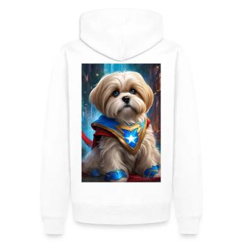 Héros Chiot Starcrest Cape - Sweat à capuche Premium bio Homme - blanc - Dos - Nico (187cm)