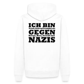 Ich bin gegen Nazis – Statement Design - Männer Premium Bio Hoodie - Weiß - Hinten - Nico (187cm)