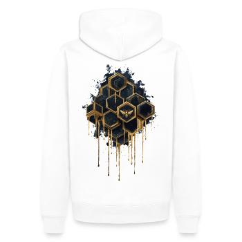 Imker Design - wabe - Männer Premium Bio Hoodie - Weiß - Hinten - Nico (187cm)