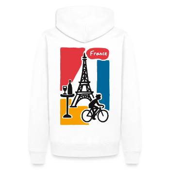 France Graphique : Tour Eiffel et vélo - Sweat à capuche Premium bio Homme - blanc - Dos - Nico (187cm)