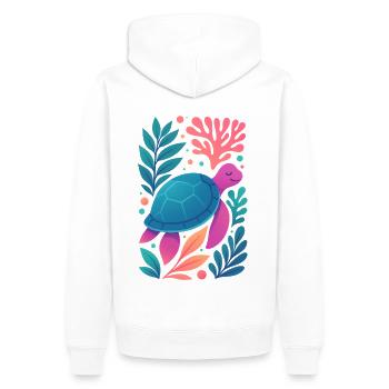 Tortue corail colorée - Sweat à capuche Premium bio Homme - blanc - Dos - Nico (187cm)
