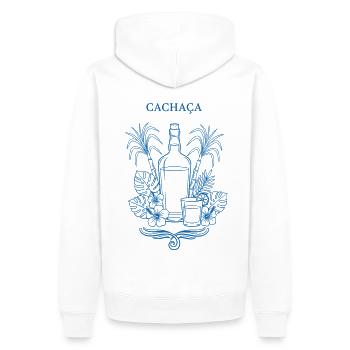 Illustration de la bouteille Cachaça Tropik - Sweat à capuche Premium bio Homme - blanc - Dos - Nico (187cm)