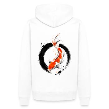 Zen Koi Ink Circle - Männer Premium Bio Hoodie - Weiß - Hinten - Nico (187cm)