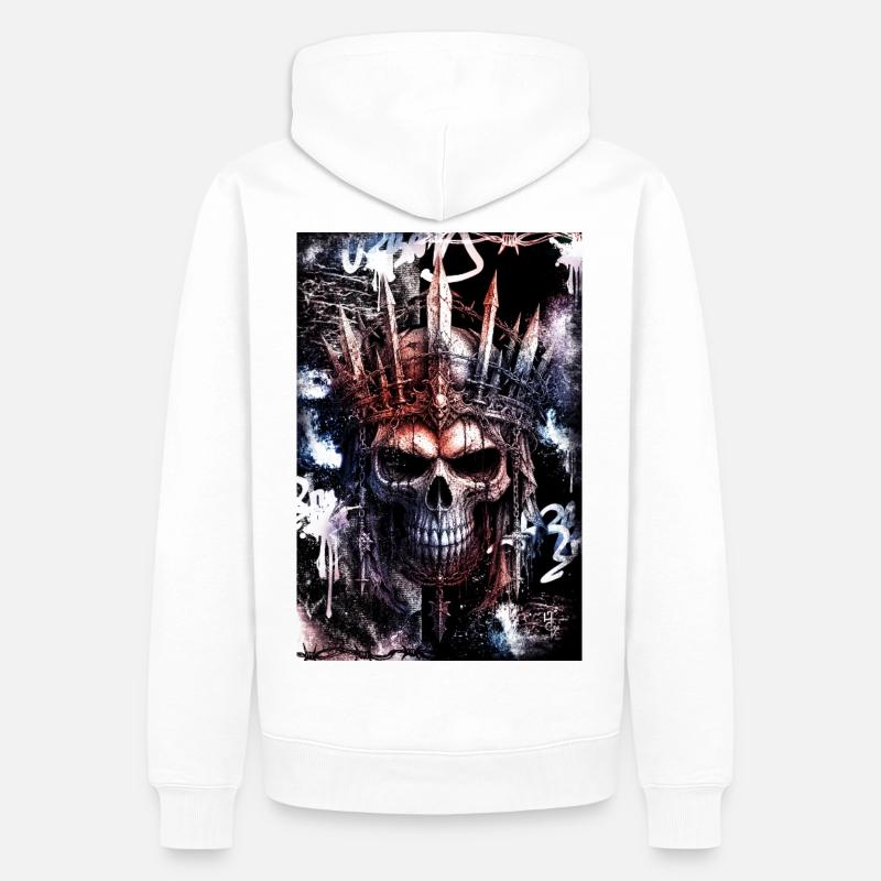 Dunkler gotischer Stadtschädel / Schädel - Männer Premium Bio Hoodie - Weiß