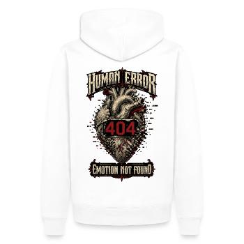 Erreur humaine – Émotion non trouvée - Sweat à capuche Premium bio Homme - blanc - Dos - Nico (187cm)