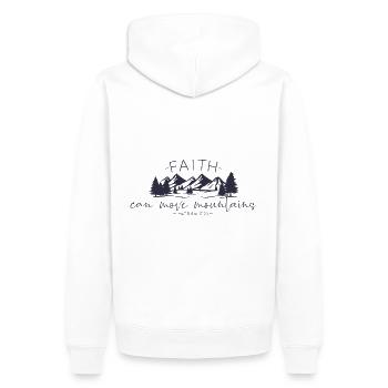 Faith can move Mountains, christliches Geschenk. - Männer Premium Bio Hoodie - Weiß - Hinten - Nico (187cm)