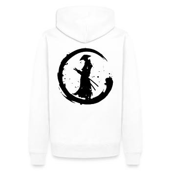 Enso Ronin - Men’s Premium Organic Hoodie - white - Back - Nico (187cm)